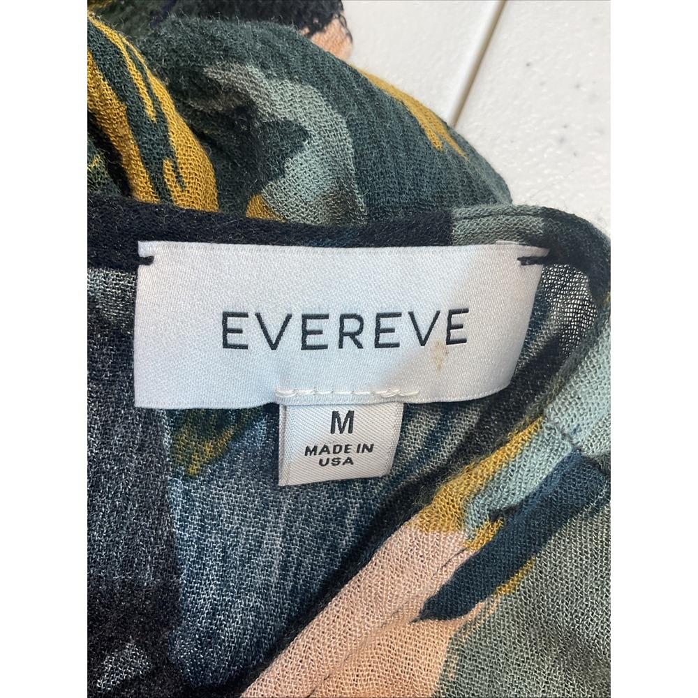 Evereve size M Alana Short Sleeve Smocked Abstract Floral Maxi midi Dress black - Picture 6 of 16